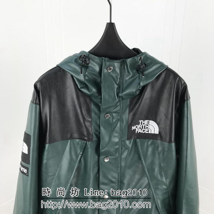 SUPREME X TNF 重工聯名皮質 軍綠色 抓絨衝鋒衣 情侶款 ydi1885